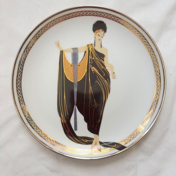 House of Erte Art Deco Seven Arts set of 6 Gilded Plates Franklin Vintage 1990s - Picture 7 of 16